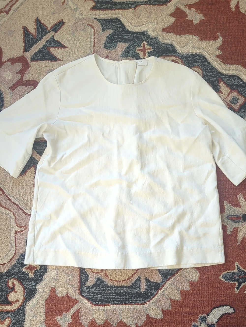 Everlane Go Weave Minimalist Cream Short-Sleeve Blouse